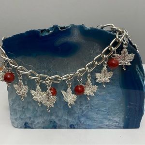NEW CANADA DAY Coral Maple Leaf bracelet